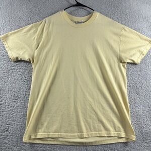 VINTAGE Blank‎ Tee Yellow Hanes Heavyweight 50/50 Adult Large Paper Thin